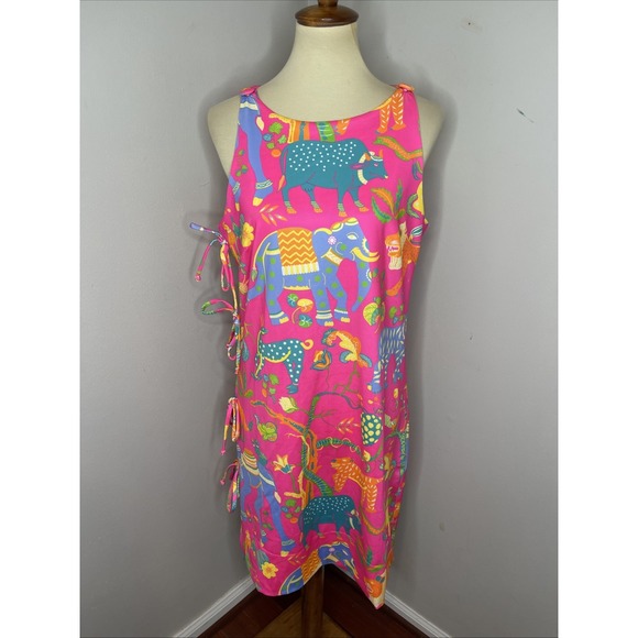 Gretchen Scott Sleeveless Pink Animal Stretch Shift Dress Medium M Built in Bra - Picture 1 of 8